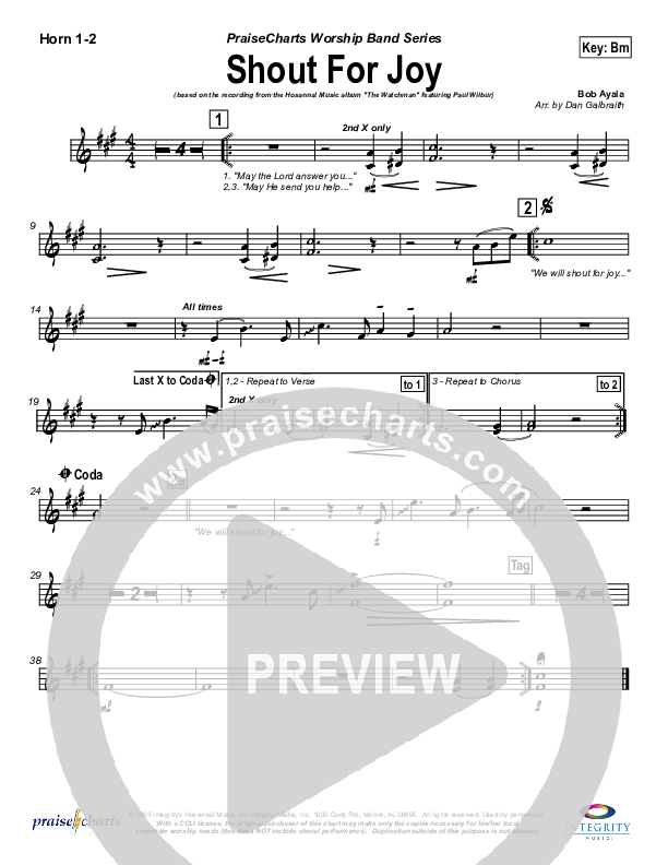 Shout For Joy French Horn 1/2 (Bob Ayala)