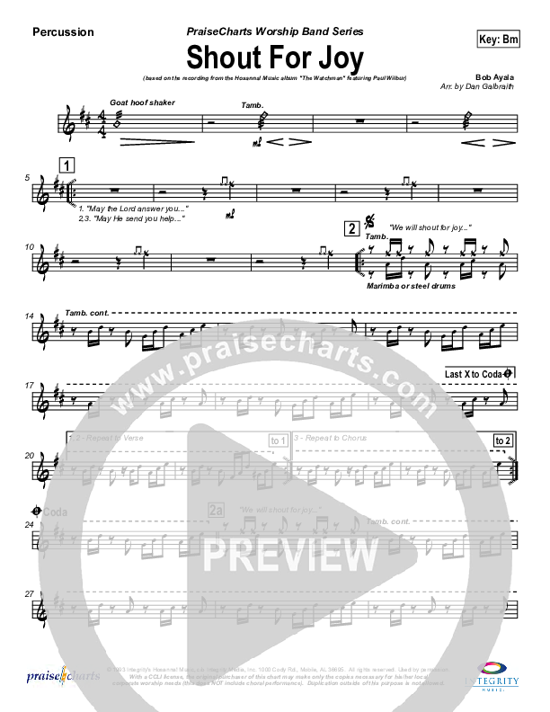 Shout For Joy Percussion (Bob Ayala)