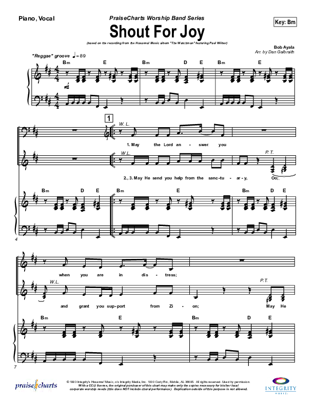 Shout For Joy Piano/Vocal (Bob Ayala)