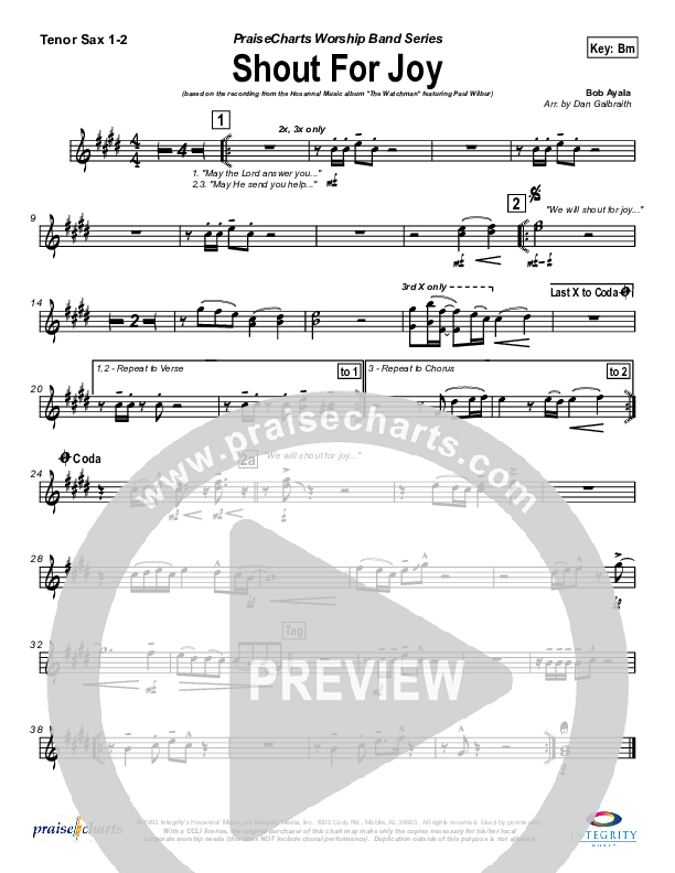 Shout For Joy Tenor Sax 1/2 (Bob Ayala)