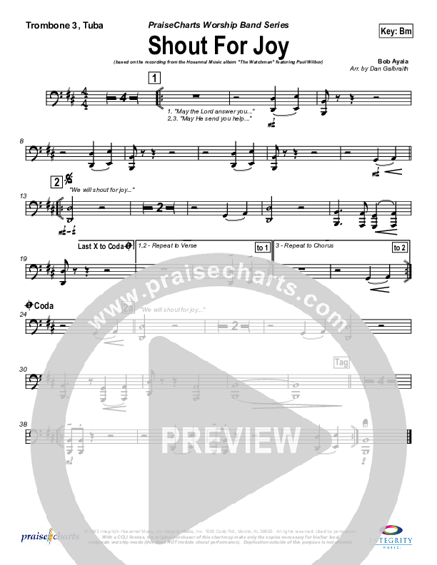 Shout For Joy Trombone 3/Tuba (Bob Ayala)