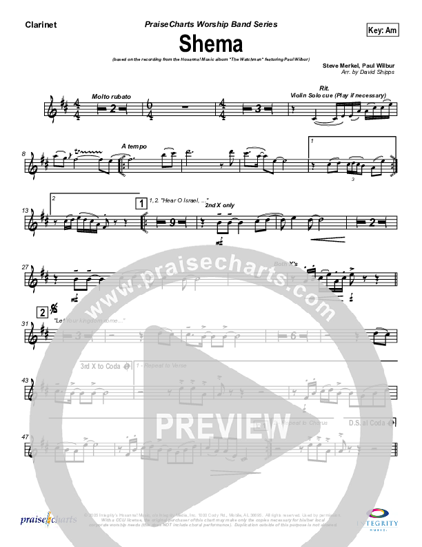 Shema Clarinet (Paul Wilbur)