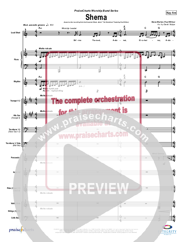 Shema Conductor's Score (Paul Wilbur)
