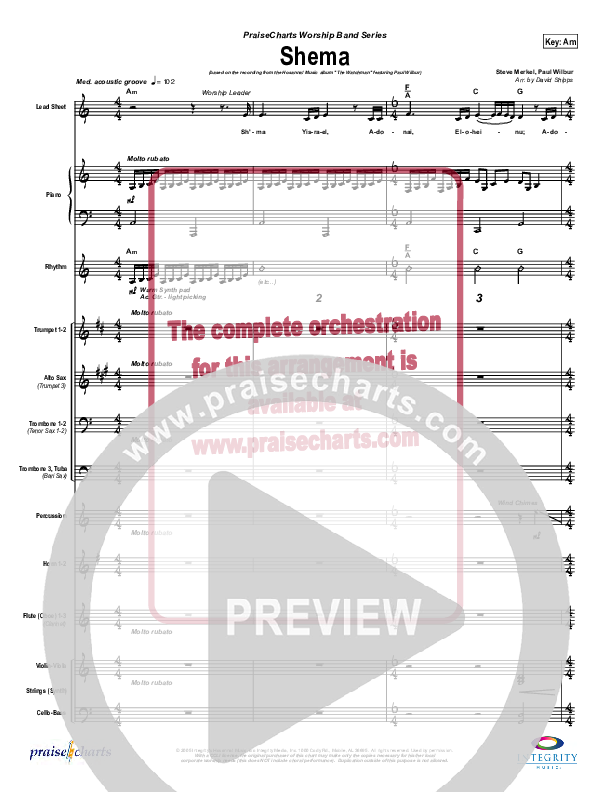 Shema Conductor's Score (Paul Wilbur)