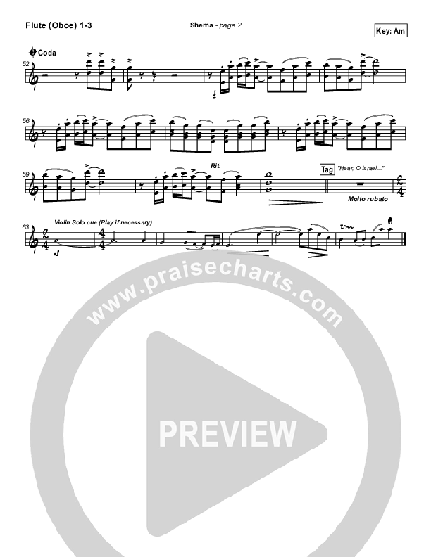 Shema Flute/Oboe 1/2/3 (Paul Wilbur)