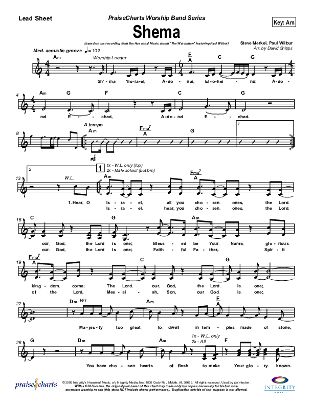 Shema Lead Sheet (Paul Wilbur)