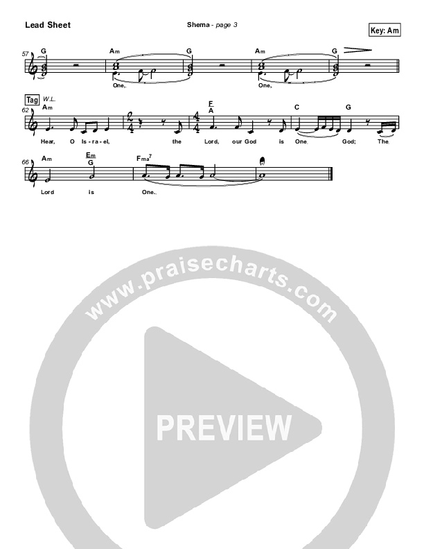 Shema Lead Sheet (Paul Wilbur)