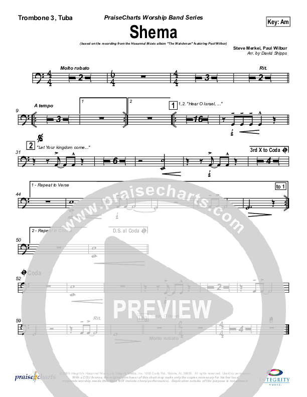 Shema Trombone 3/Tuba (Paul Wilbur)