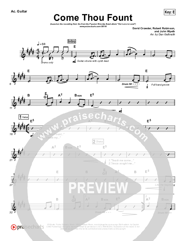 Come Thou Fount Acoustic Guitar (David Crowder / Passion)