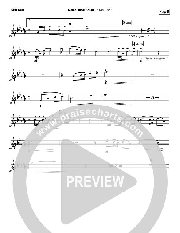 Come Thou Fount Alto Sax (David Crowder / Passion)