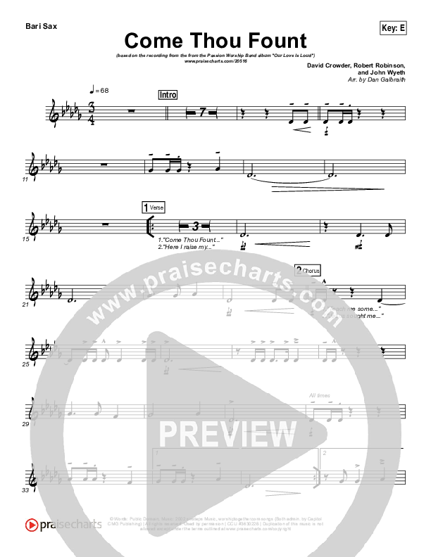 Come Thou Fount Bari Sax (David Crowder / Passion)