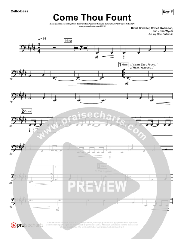 Come Thou Fount Cello/Bass (David Crowder / Passion)