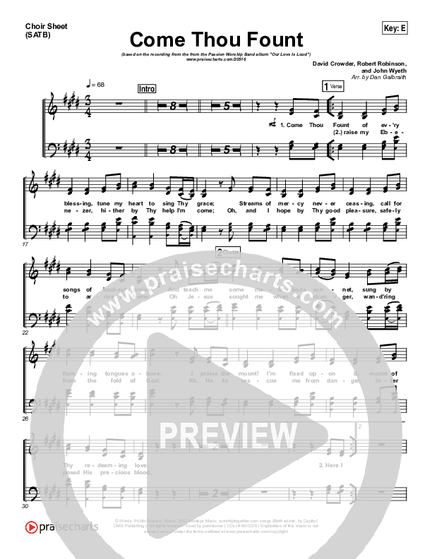 Come Thou Fount Choir Sheet (SATB) (David Crowder / Passion)