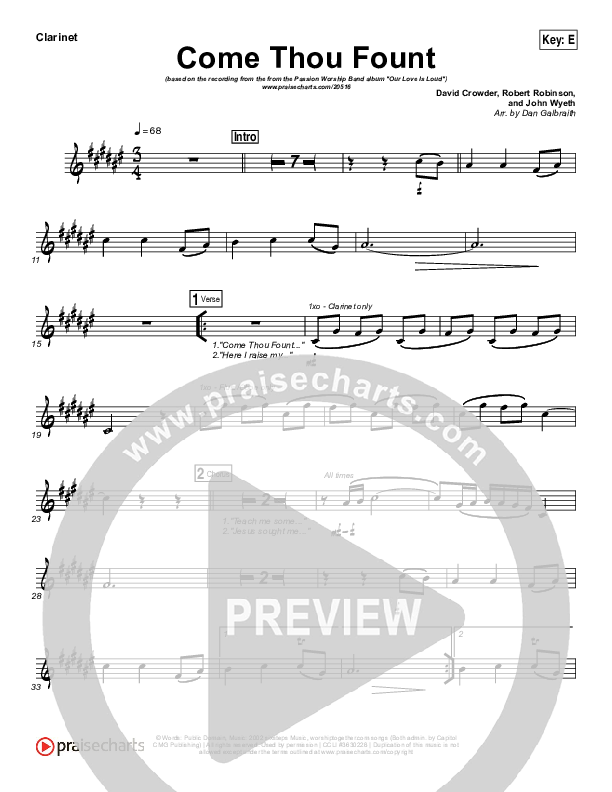 Come Thou Fount Clarinet (David Crowder / Passion)