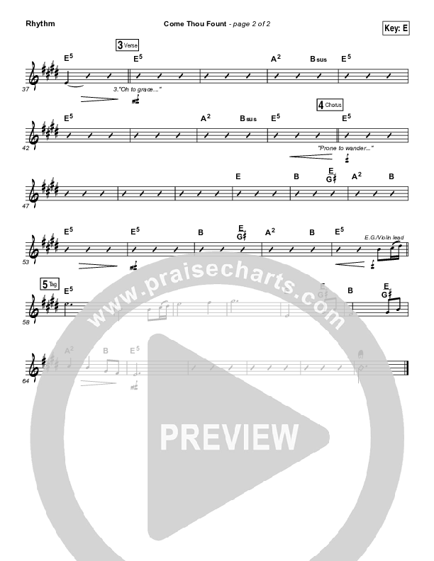Come Thou Fount Rhythm Chart (David Crowder / Passion)