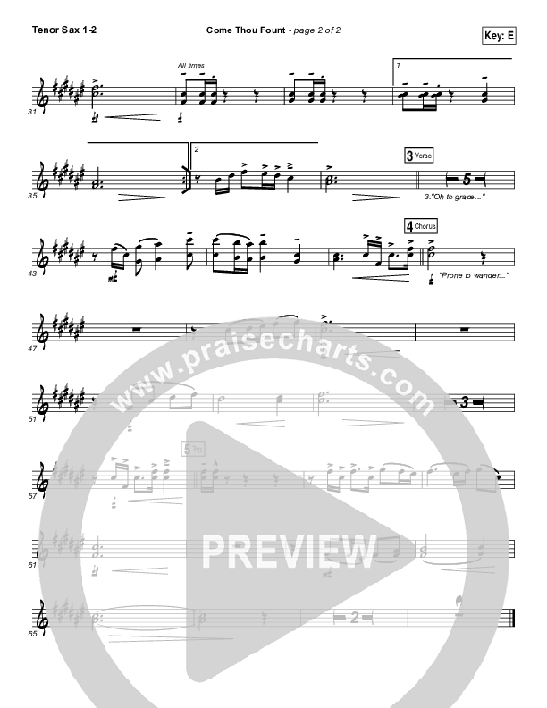 Come Thou Fount Tenor Sax 1/2 (David Crowder / Passion)