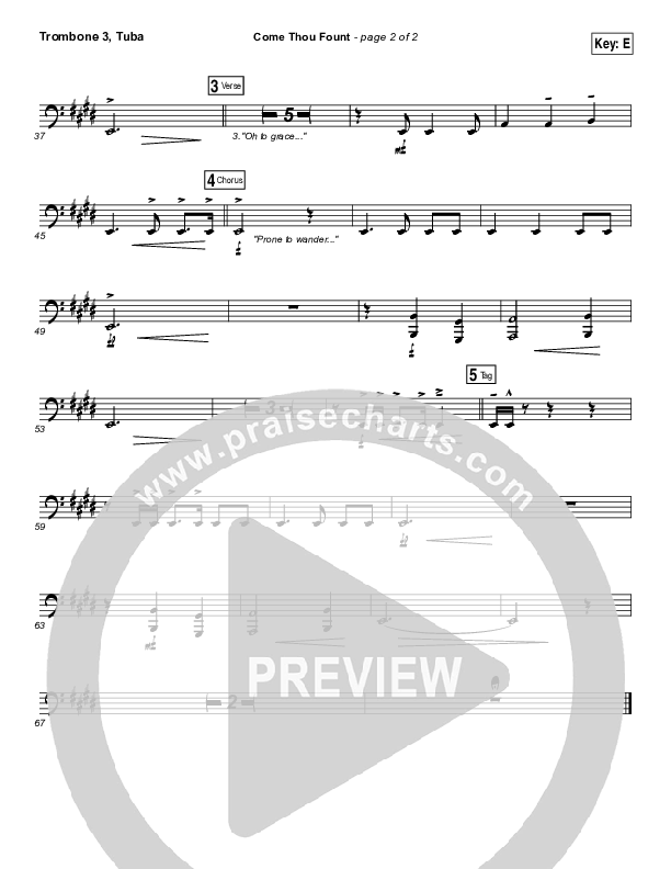 Come Thou Fount Trombone 3/Tuba (David Crowder / Passion)