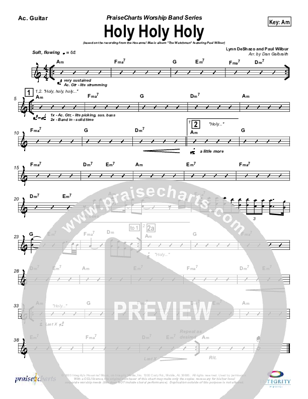 Holy Holy Holy Acoustic Guitar (Paul Wilbur)