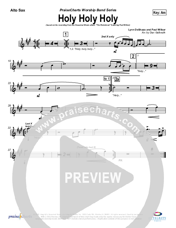 Holy Holy Holy Alto Sax (Paul Wilbur)