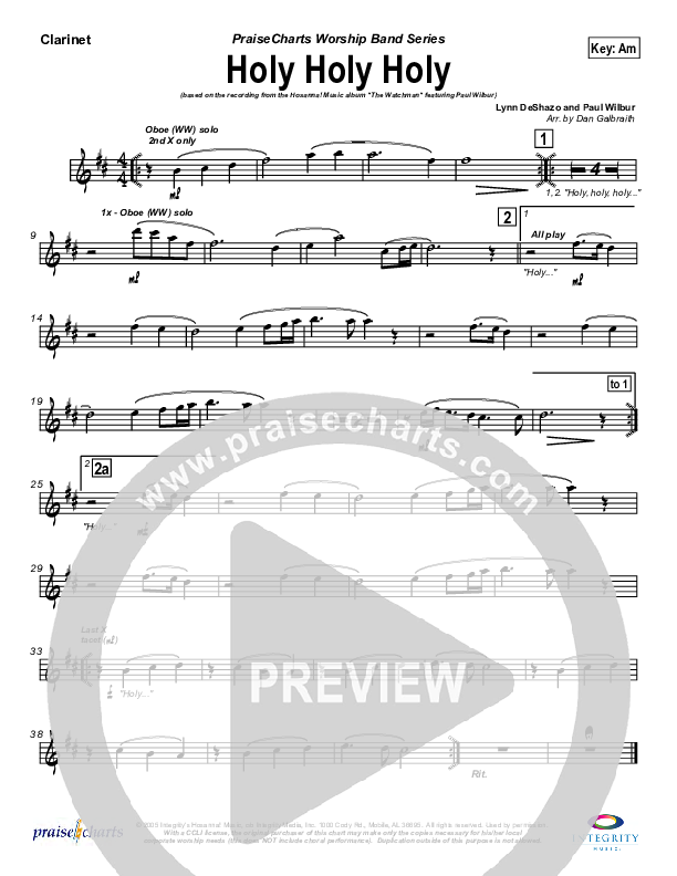 Holy Holy Holy Clarinet (Paul Wilbur)