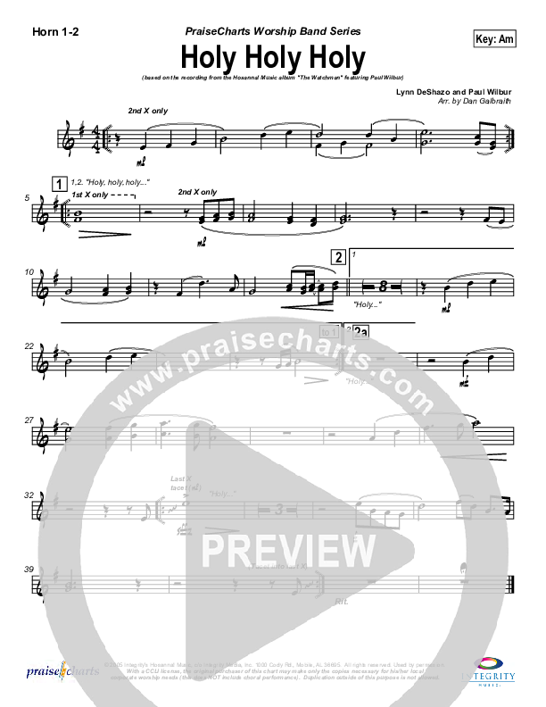 Holy Holy Holy French Horn 1/2 (Paul Wilbur)