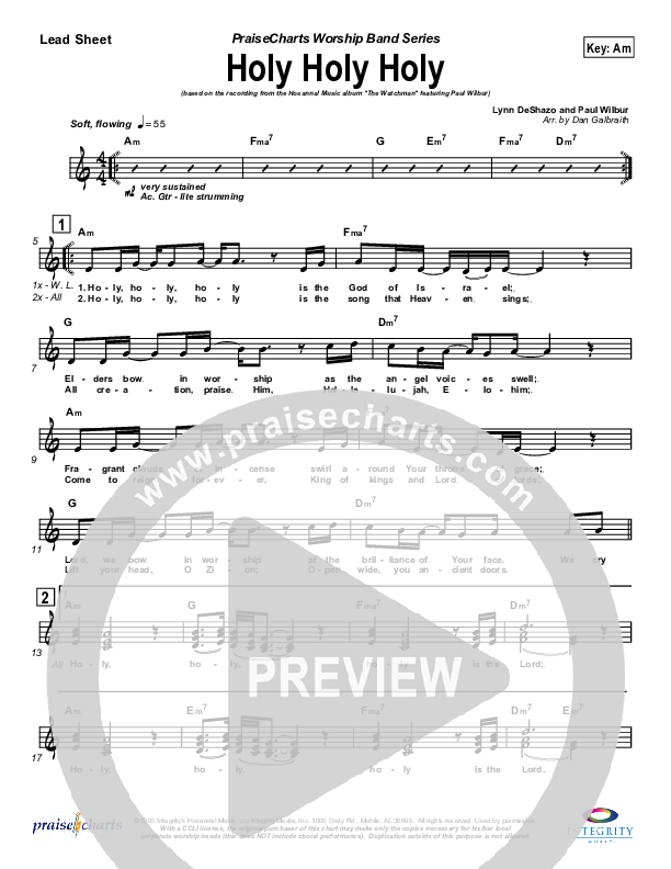 Holy Holy Holy Lead Sheet (SAT) (Paul Wilbur)