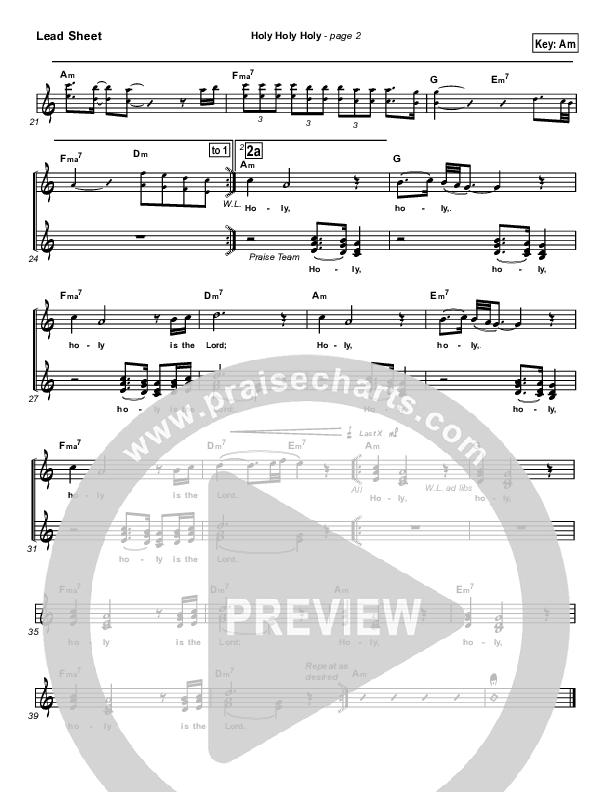 Holy Holy Holy Lead Sheet (SAT) (Paul Wilbur)
