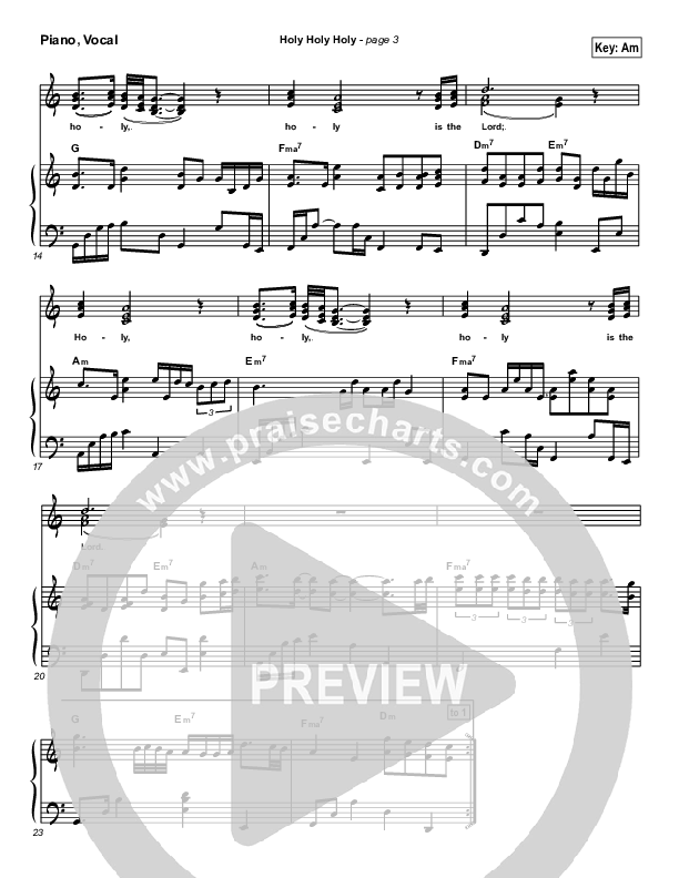 Holy Holy Holy Lead & Piano (Paul Wilbur)