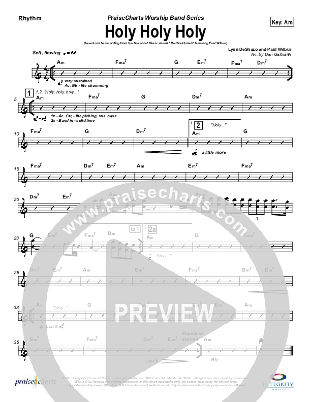 Holy Holy Holy Rhythm Chart (Paul Wilbur)