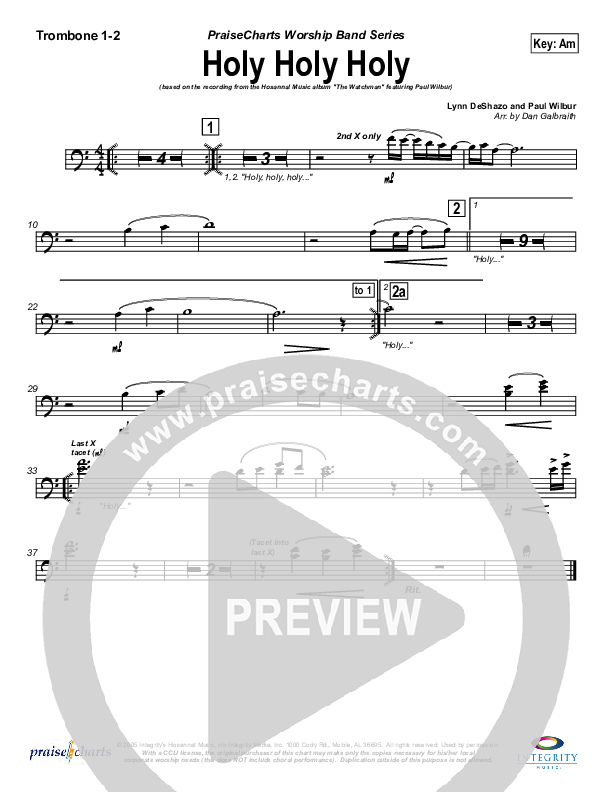 Holy Holy Holy Trombone 1/2 (Paul Wilbur)