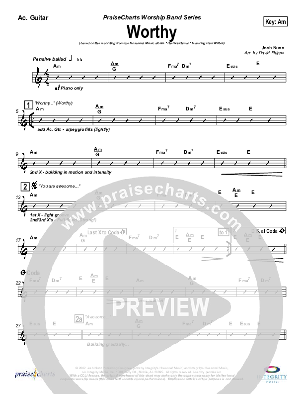 Worthy Acoustic Guitar (Paul Wilbur)