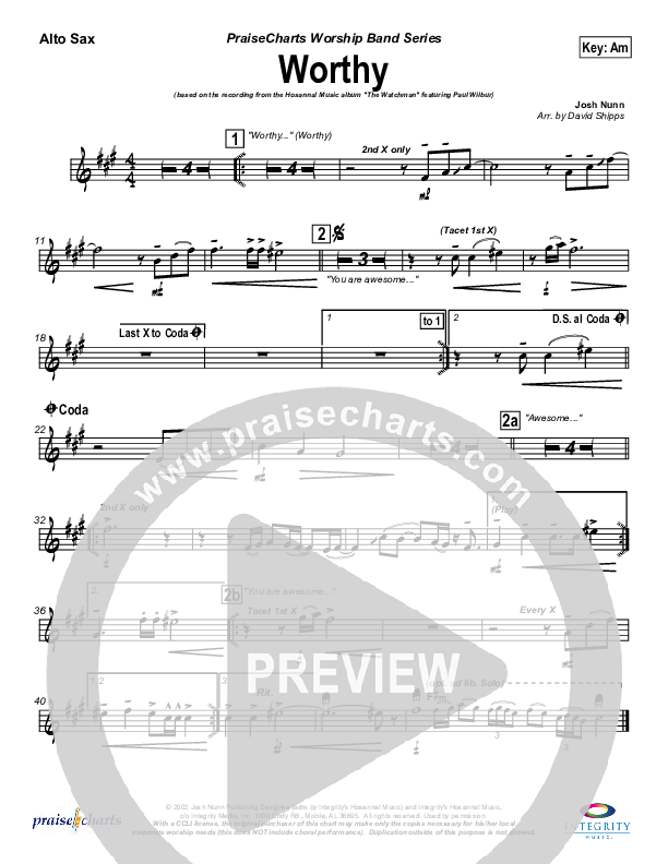 Worthy Alto Sax (Paul Wilbur)