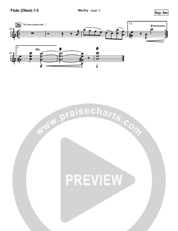 Worthy Flute/Oboe 1/2/3 (Paul Wilbur)