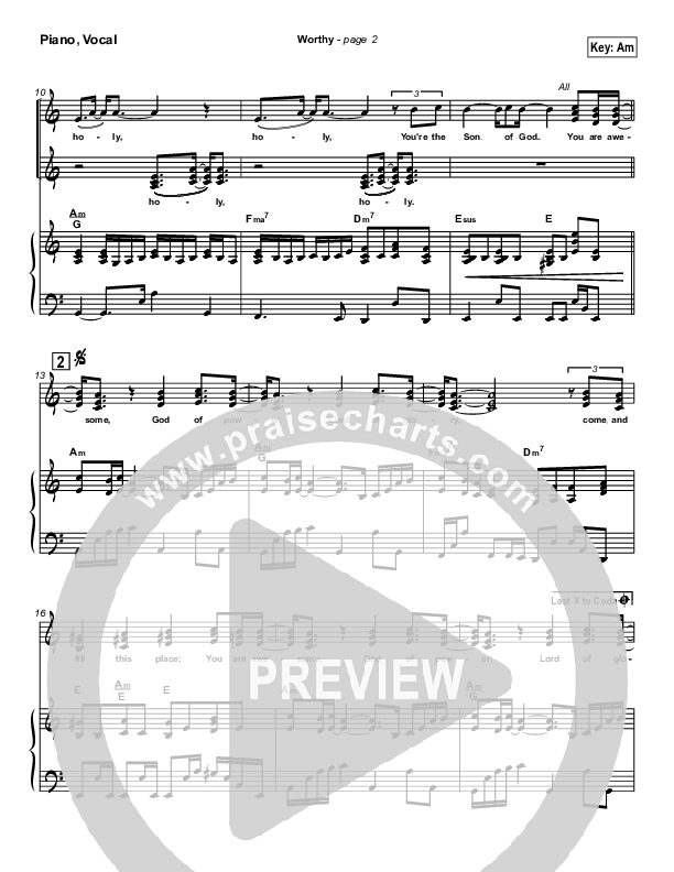 Worthy Piano/Vocal (Paul Wilbur)