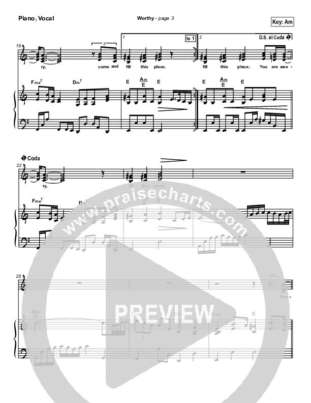 Worthy Piano/Vocal (SATB) (Paul Wilbur)