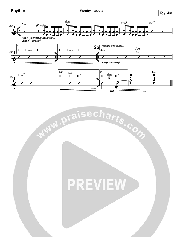 Worthy Rhythm Chart (Paul Wilbur)