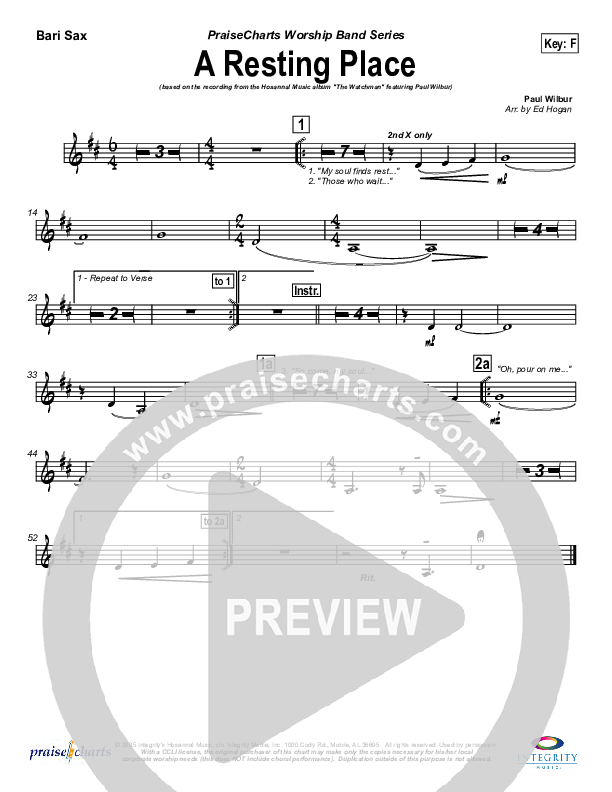 A Resting Place Bari Sax (Paul Wilbur)