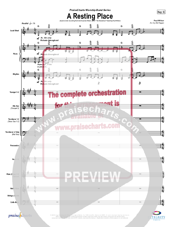 A Resting Place Conductor's Score (Paul Wilbur)