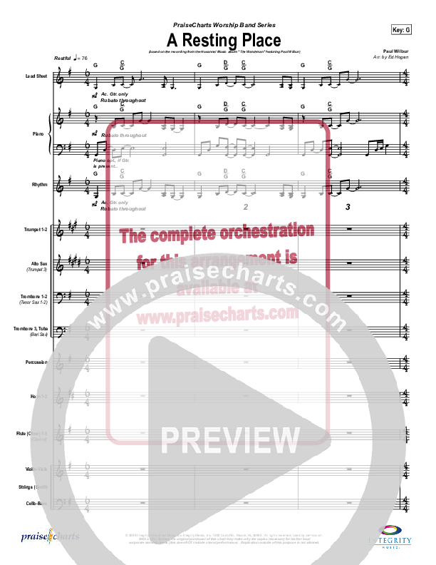 A Resting Place Conductor's Score (Paul Wilbur)