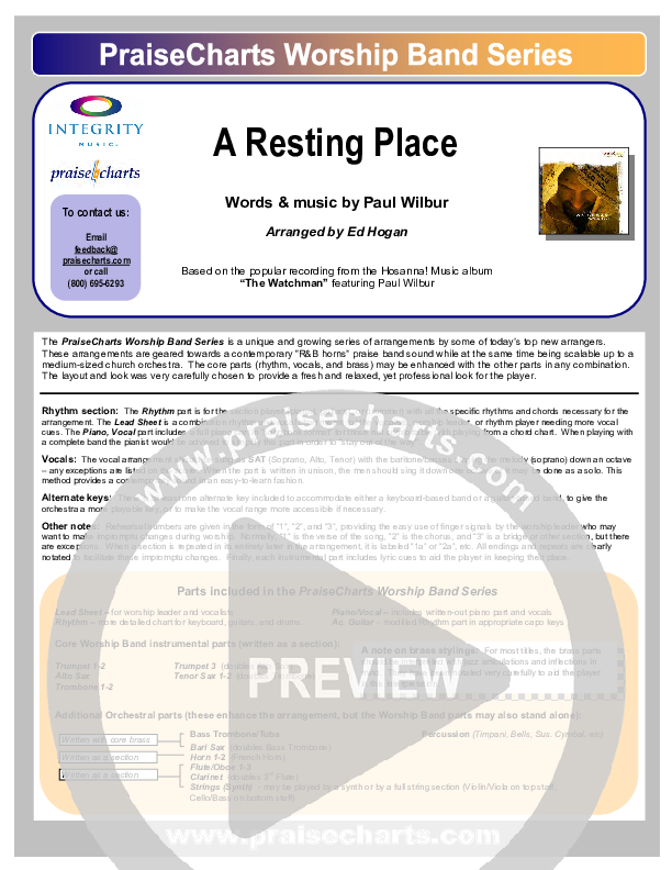 A Resting Place Cover Sheet (Paul Wilbur)