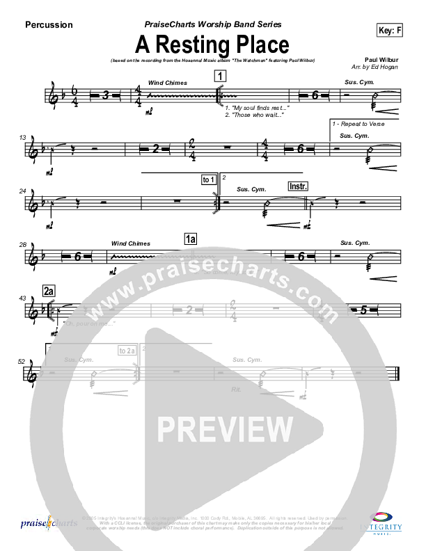 A Resting Place Percussion (Paul Wilbur)