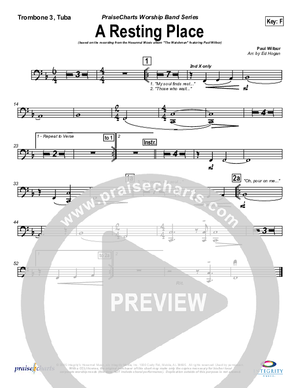 A Resting Place Trombone 3/Tuba (Paul Wilbur)