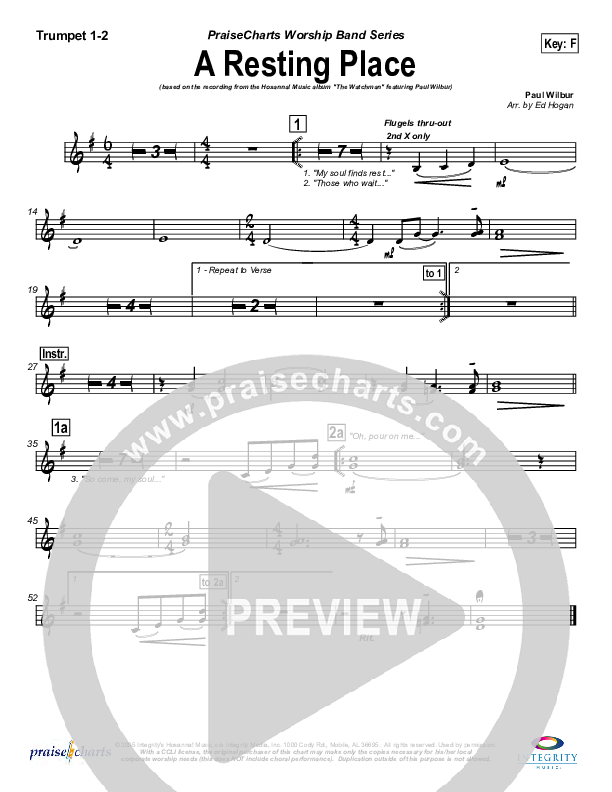 A Resting Place Trumpet 1,2 (Paul Wilbur)