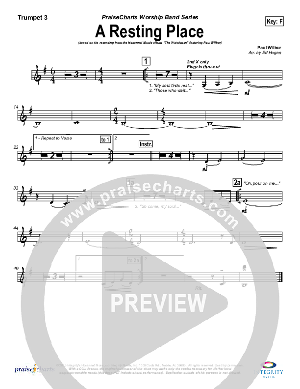 A Resting Place Trumpet 3 (Paul Wilbur)
