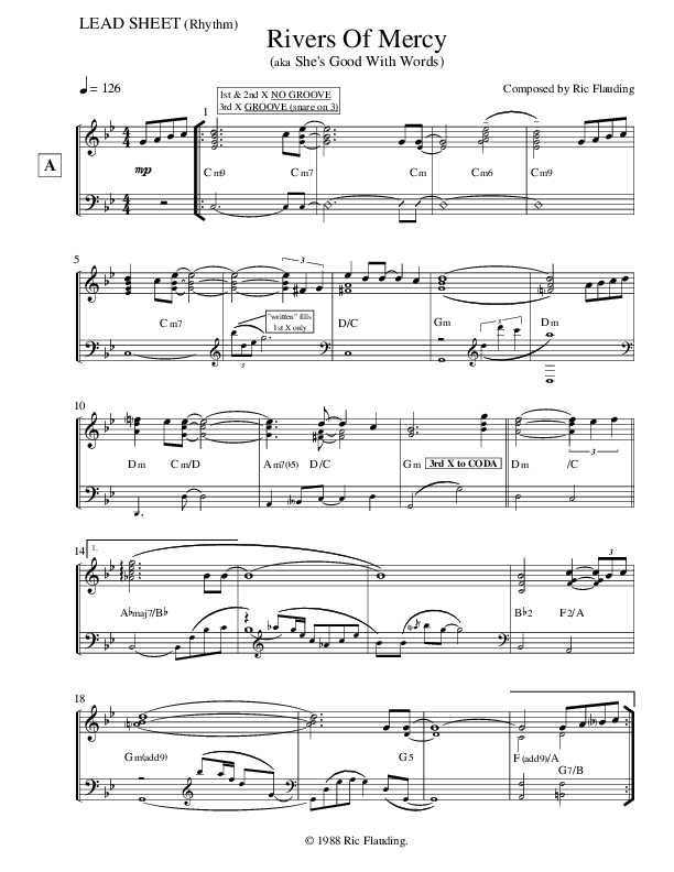 Rivers Of Mercy Lead Sheet (Ric Flauding)