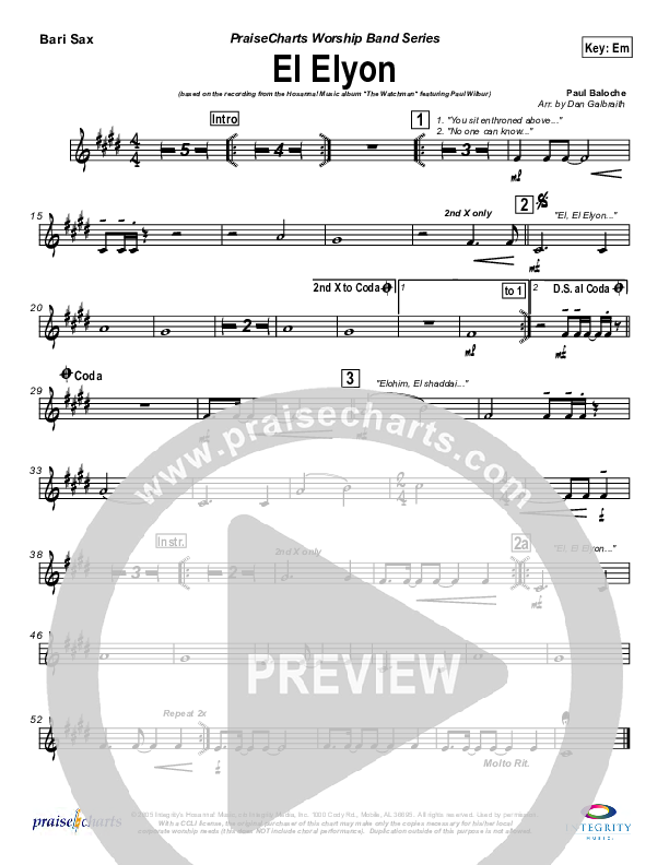 El Elyon Bari Sax (Paul Wilbur)