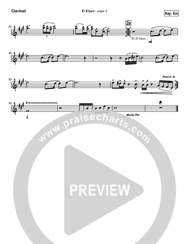 El Elyon Clarinet (Paul Wilbur)