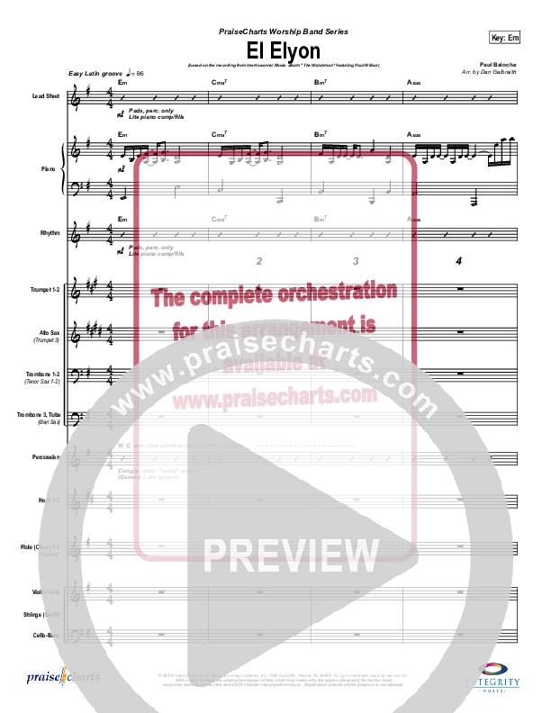 El Elyon Conductor's Score (Paul Wilbur)