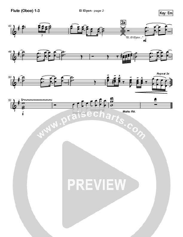 El Elyon Flute/Oboe 1/2/3 (Paul Wilbur)