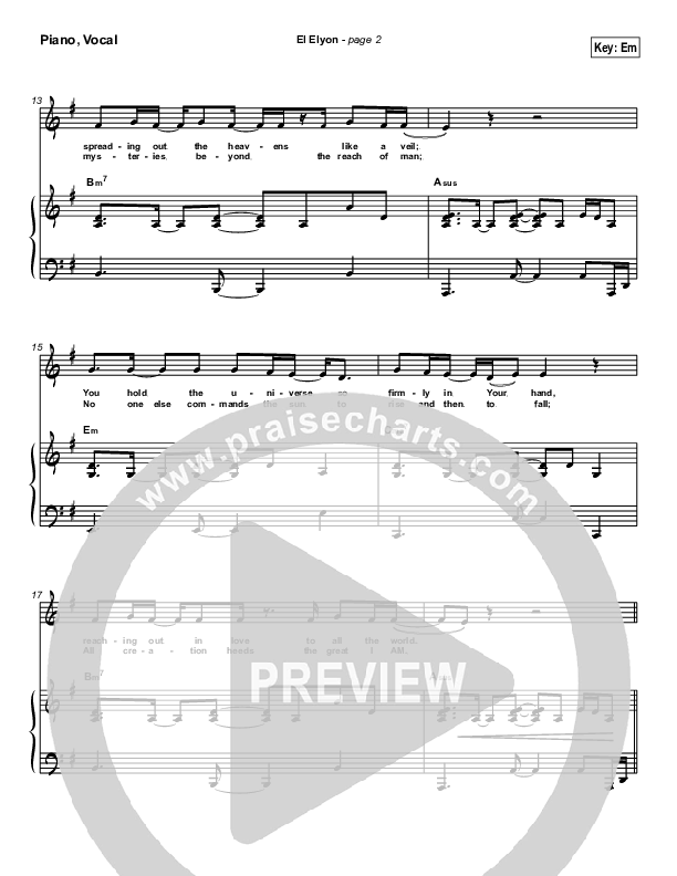 El Elyon Lead & Piano (Paul Wilbur)